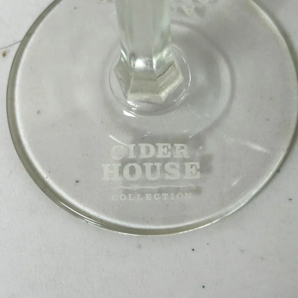 Angry Orchard Hard Cider Flute Glass Cider House‎ Set of 4 Stemmed Embossed